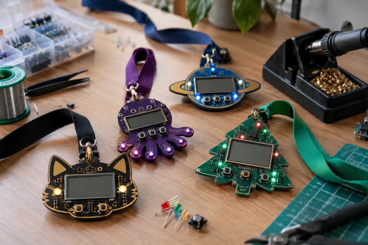 Illustrative scene of electronic conference badges